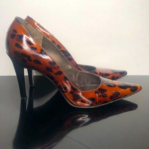 STUART WEITZMAN Leopard Patent Heels Cheetah 7.5